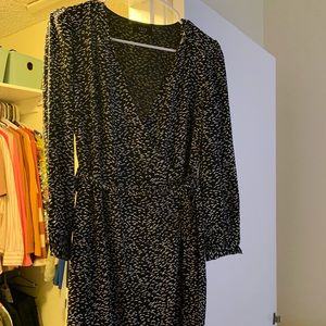 Blue and white printed wrap dress from Vici